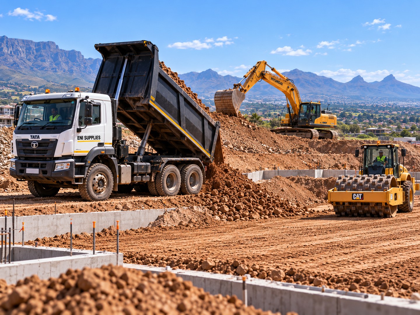 ENI Supplies supplying G6 and G7 filling material with a TATA tipper and black load bin