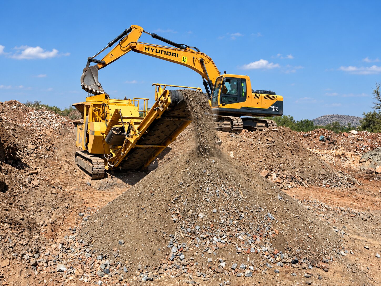 ENI mobile rubble processing producing reusable filling material